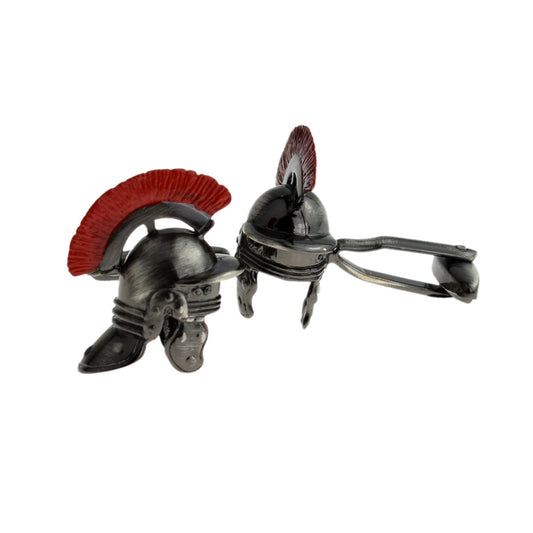Roman Helmet with Red Plume Antique Finish Cufflinks | Cufflink Warehouse