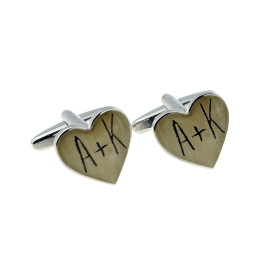 Personalised Initials Heart Cufflinks | Cufflink Warehouse